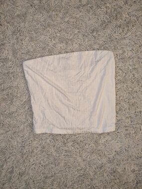 American Eagle Outfitters Cream Ribbed Tube Top